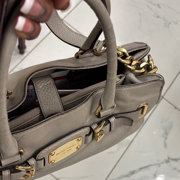 Michael Kors Gray Shoulder Bag with Gold Accents - Picture 16 of 16